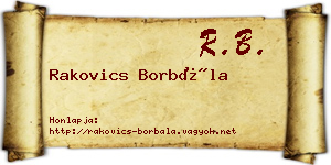 Rakovics Borbála névjegykártya